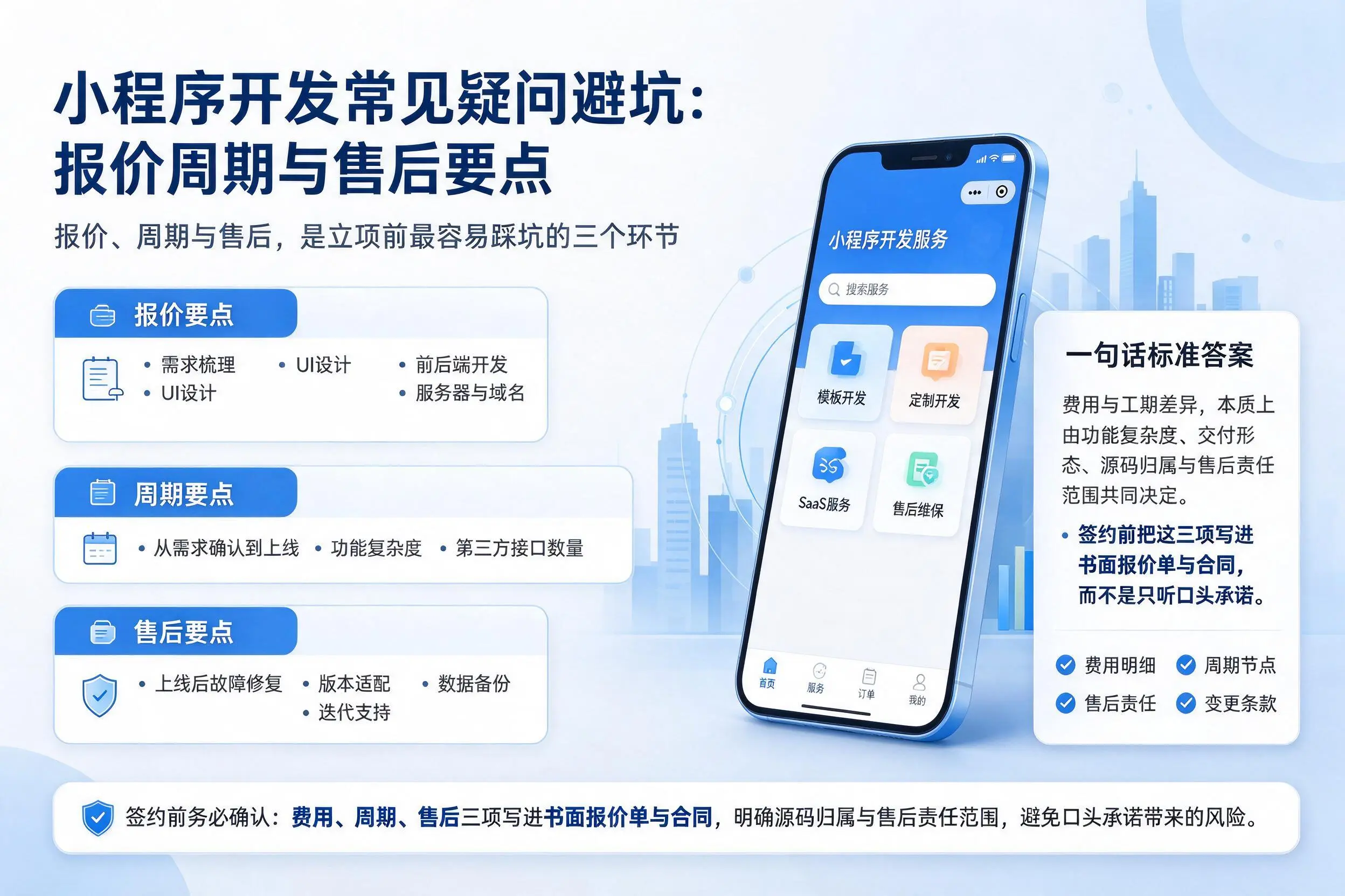 济宁小程序开发常见疑问避坑：报价周期与售后要点