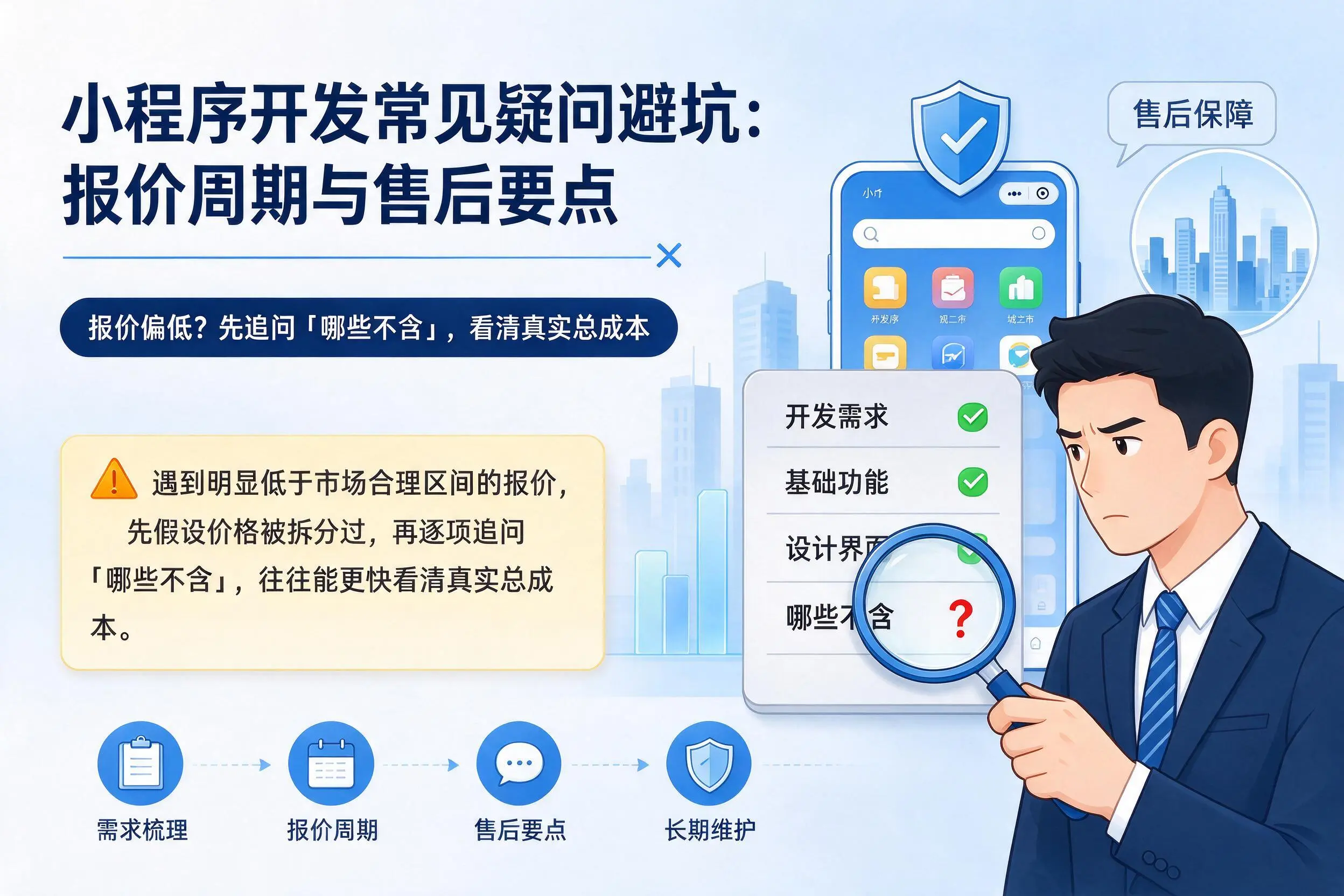 济宁小程序开发常见疑问避坑：报价周期与售后要点