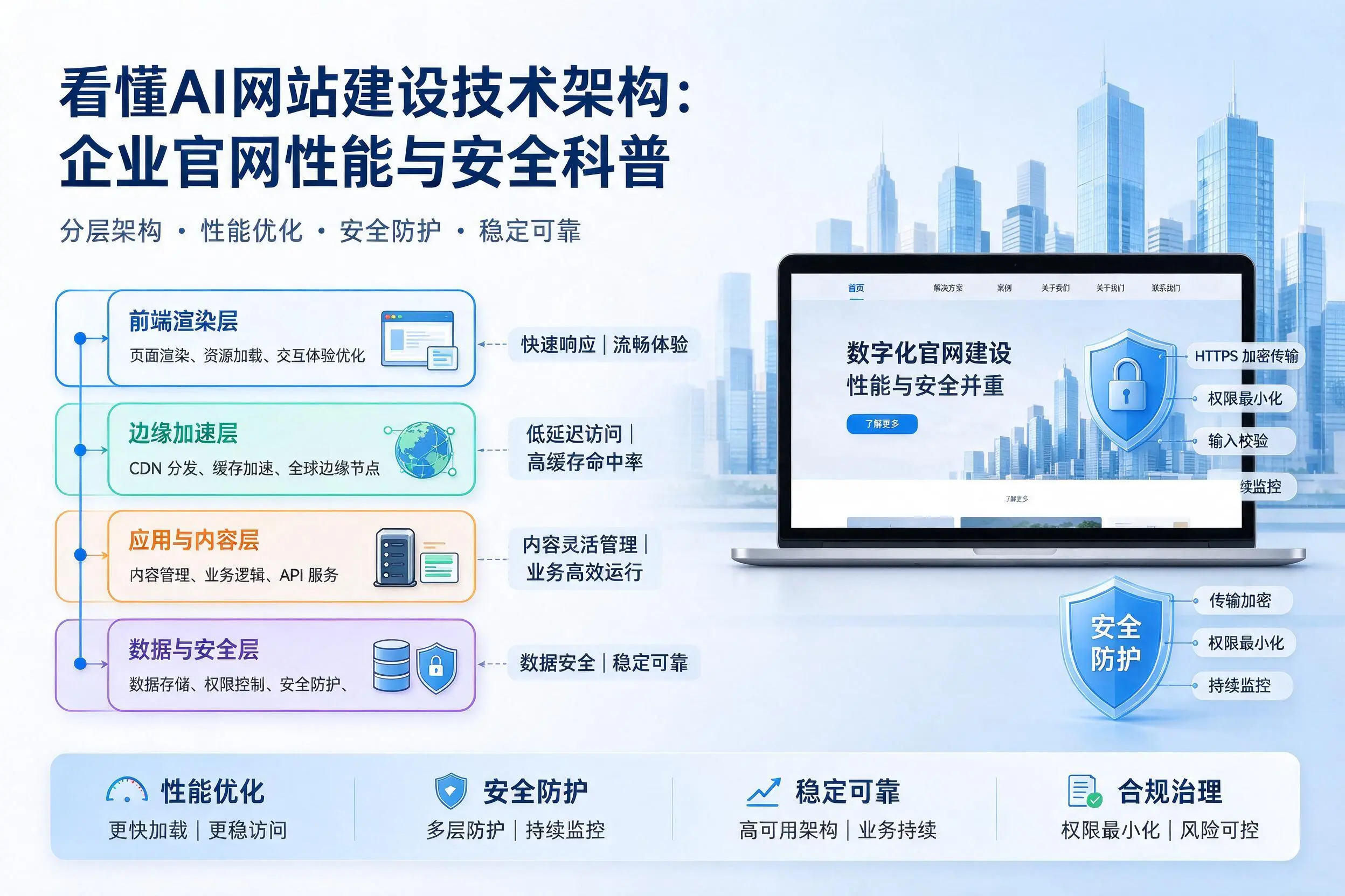 看懂AI网站建设技术架构:济宁企业官网性能与安全科普